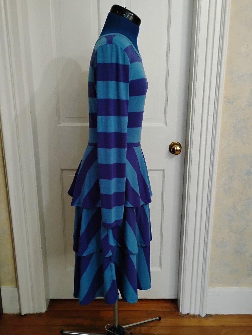 LuLaRoe Blue Stripe Georgia Dress - Picture 2 of 6